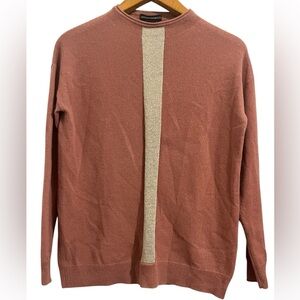 Sofia Cashmere Oversized Dusty Rose Roll Neck Sweater w/Metallic detail